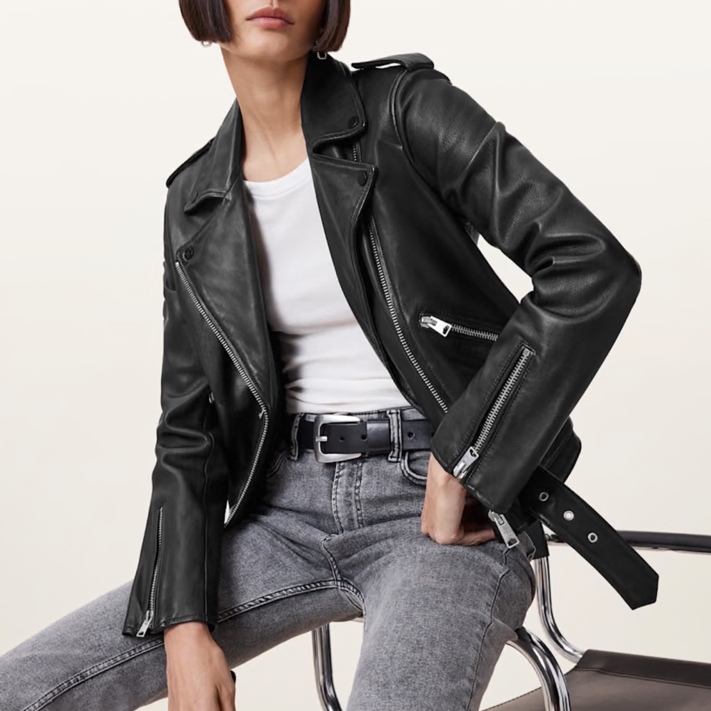 All Saints Balfern Leather Biker Jacket Us 0